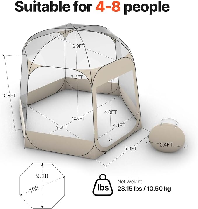 VEVOR Pop up Sports Tent, 8 Sizes Optional Clear Bubble Tent - Image 9