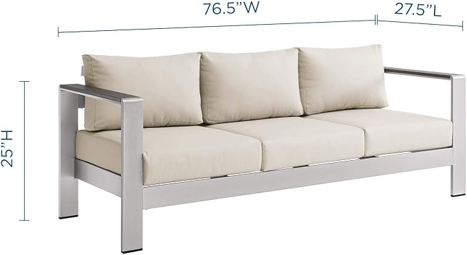 Modway Shore Aluminum Metal Outdoor Patio Sofa - Image 2