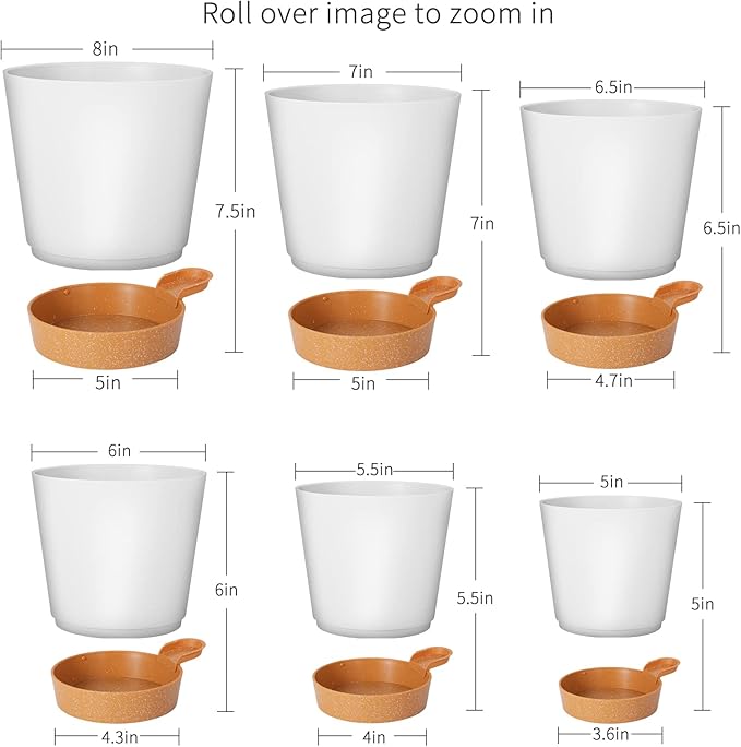 GARDIFE Plant Pots 8/7/6.5/6/5.5/5 Inch Self Watering Planters - Image 3