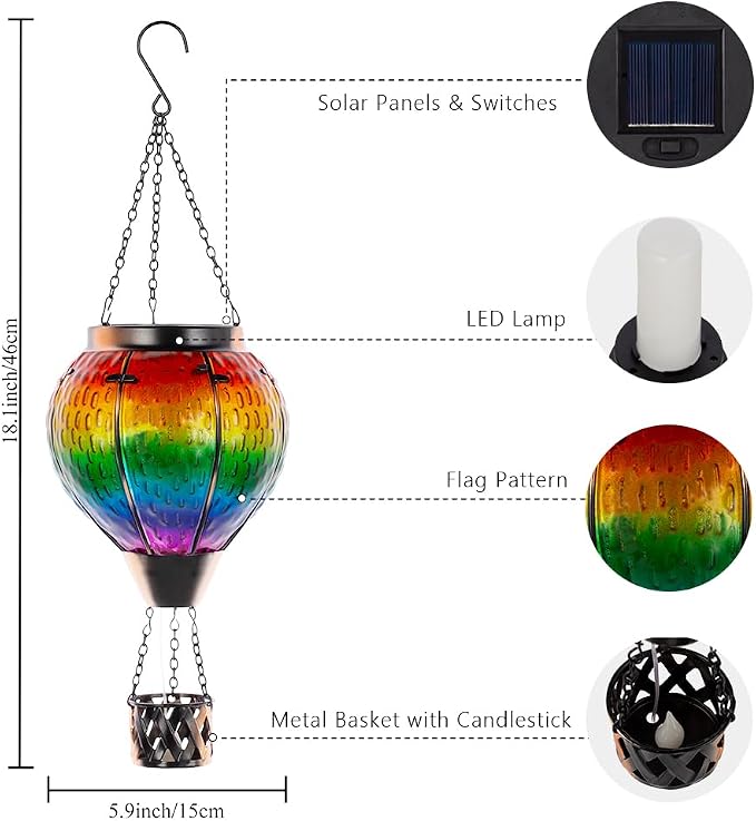 DREAMSOUL 2 PCS Solar Hot Air Balloon Lantern - Image 3