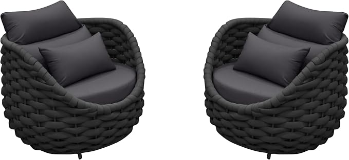 TWT Outdoor Couch All-Weather Textilene Rope Outdoor Chairs Set of 2 - Image 9