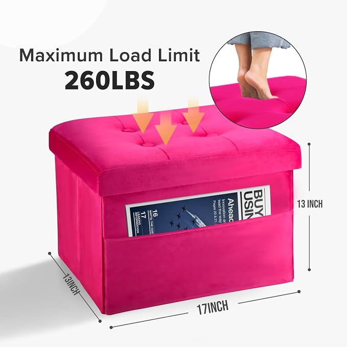 LINMAGCO Storage Ottoman Folding Foot Stool Foot Rest - Image 2