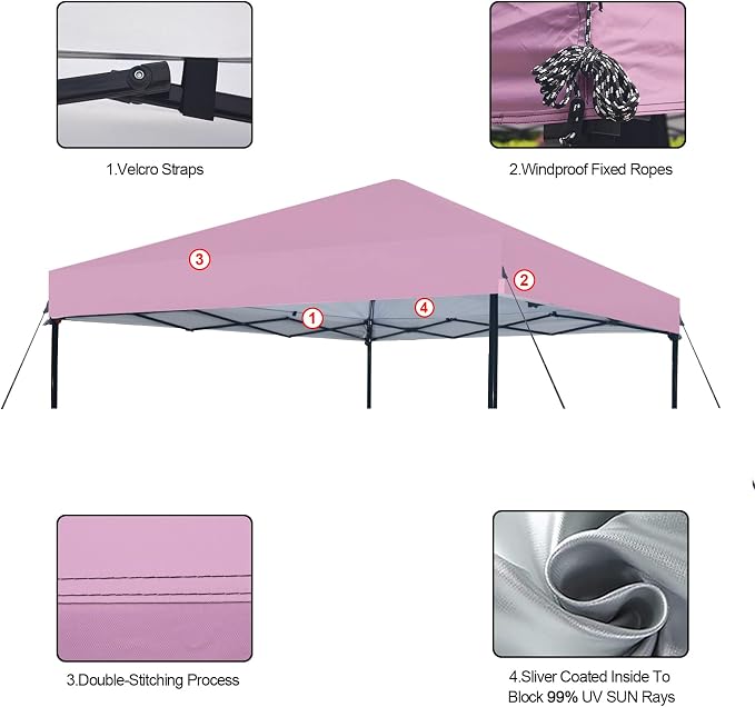 Joramoy 10×10 Canopy Replacement Top Only, Waterproof Pop Up Canopy Tent Top - Image 4