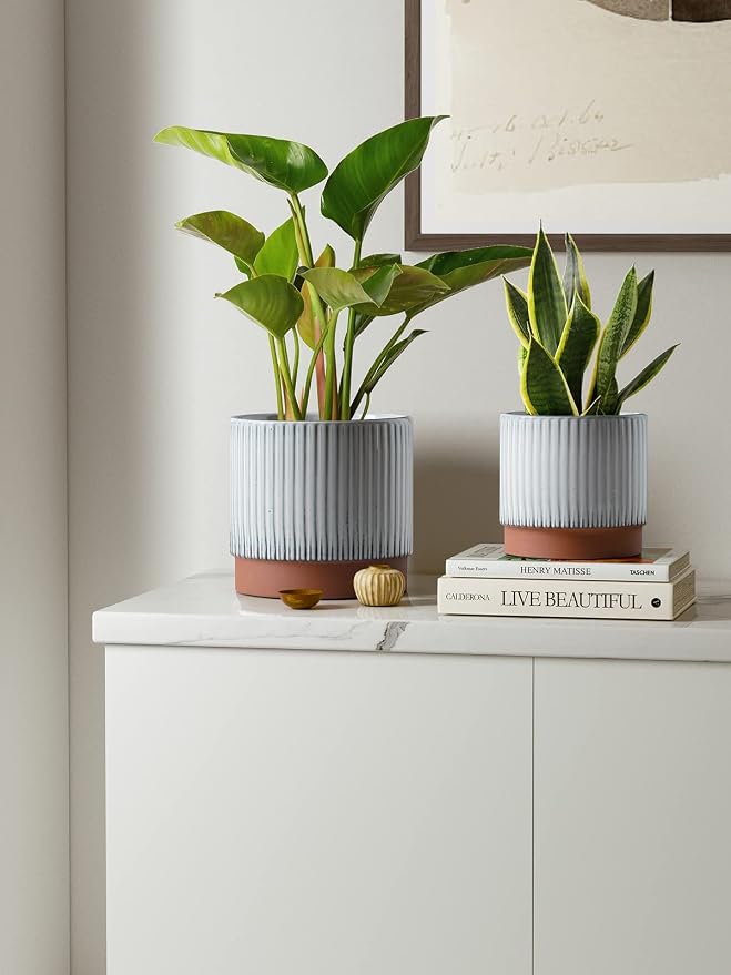 LE TAUCI Ceramic Pots for Plants, 8+6.7+5.5 Inch Plant Pots Indoor, Flower Pot - Image 2