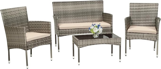 PayLessHere Outdoor Furniture Set 4 Pcs Modular Patio Furniture Set Water by PayLessHere