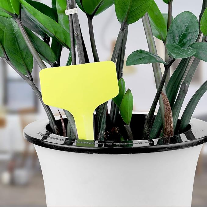 100 Pcs 6 x10cm Plastic Plant T-Type Tags Yellow Nursery Garden Labels - Image 3