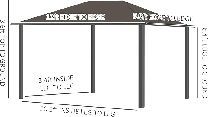 Outsunny 10' x 12' Hardtop Gazebo - Image 7