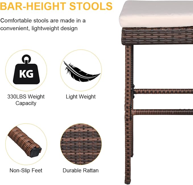 Outvita Wicker Patio Outdoor Bar Set - Image 6