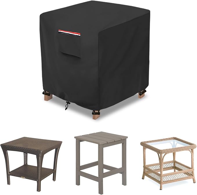okcool Patio Wicker Side Table Cover, Waterproof Square Patio Small Side Table by Okcool