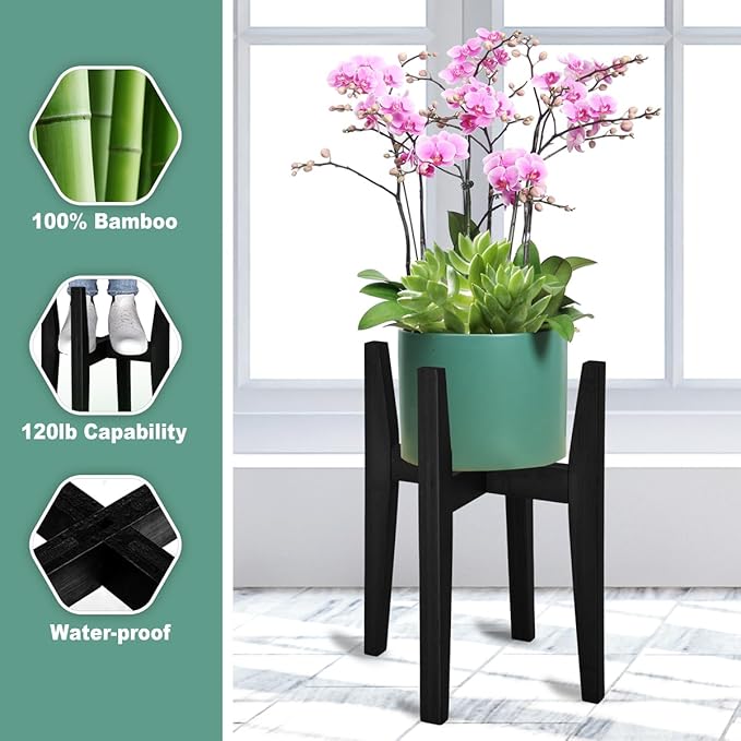 Plant Stand Indoor, Bamboo Plant Shelf, Adjustable Corner Plants Flower Holders - Image 3