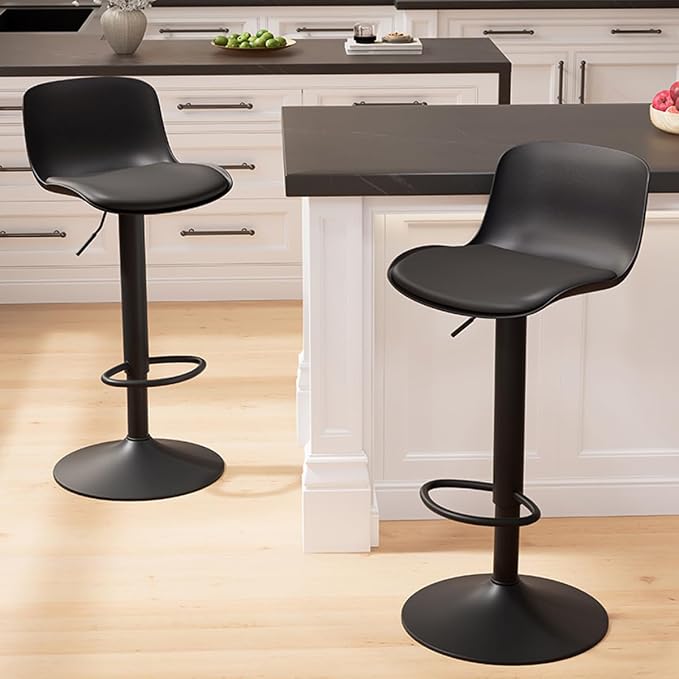 Kidol & Shellder Bar Stools Set of 2 Black Adjustable Swivel Counter Height by KidolShellder