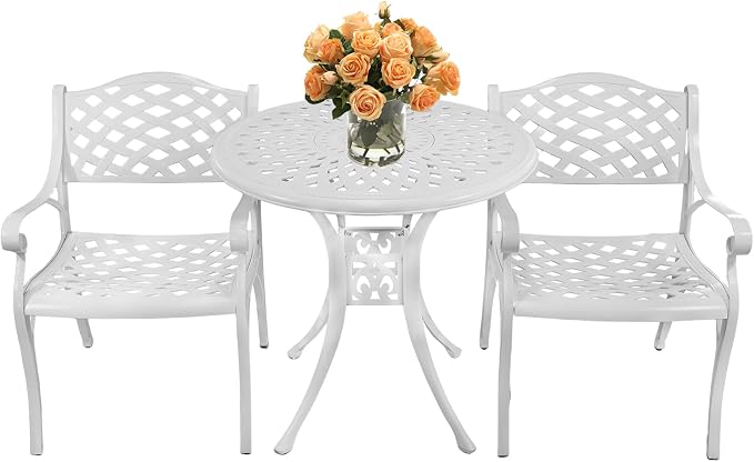 30.31" Outdoor Patio Dining Table, Cast Aluminum Bistro Table, Patio Furniture - Image 8