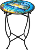 Indoor Outdoor Metal Round Side Table, 14 Inch Round Patio Coffee Bistro Table by Plant+Castle