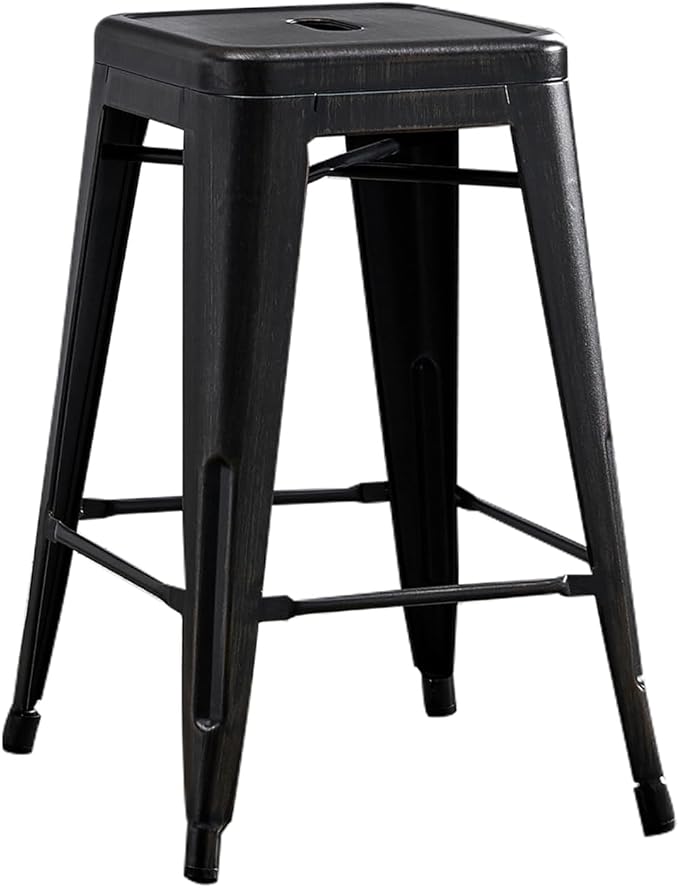 AC Pacific 24” Metal Backless Barstool Set of 2 – Country Rustic Style - Image 4