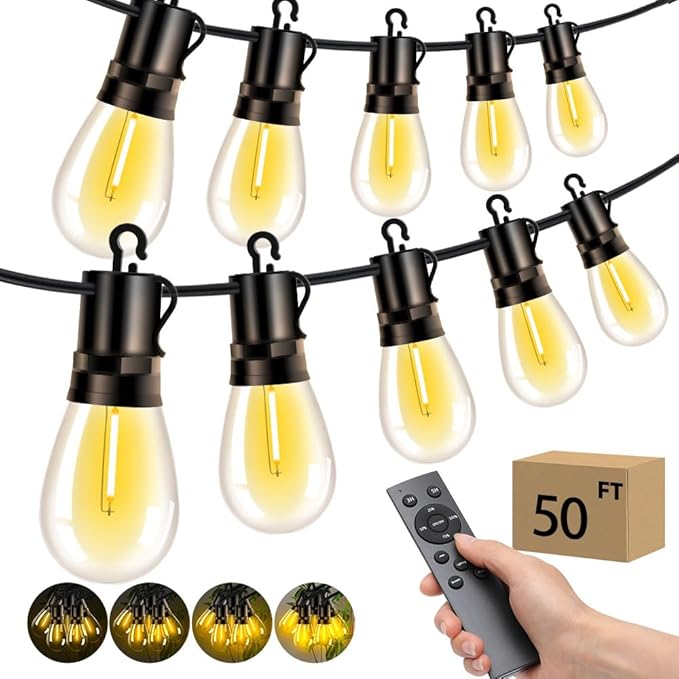 Outdoor Patio String Lights: S14 Shatterproof Bulb Outside Waterproof Light - by Vozuji