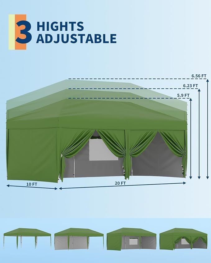10X20 Pop Up Canopy Tent with 6 Sidewalls – Heavy Duty Commercial Instant - Image 7