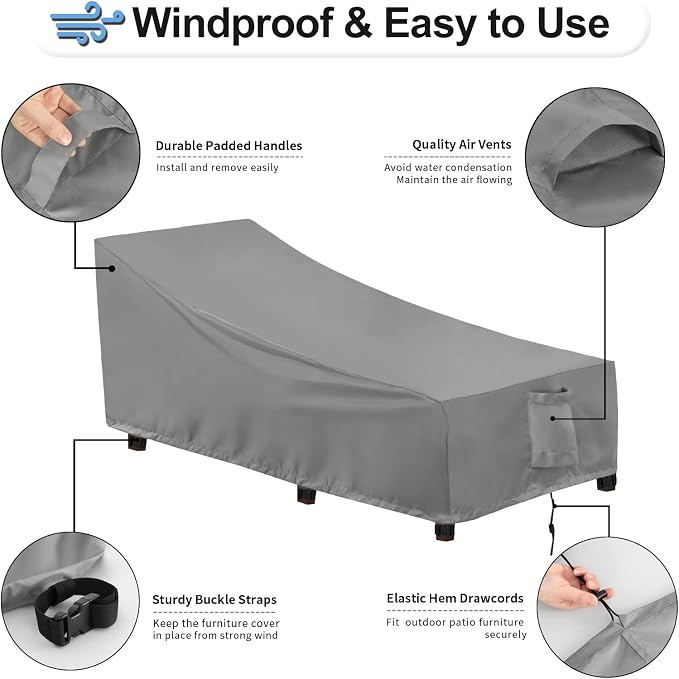 OutdoorLines Outdoor Waterproof Patio Chaise Lounge Chair Cover - Image 5