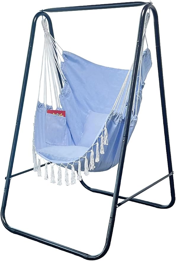 Hammock Chair with Stand, Heavy-Duty Hammock Stand with Large Indoor Swing by PIRNY