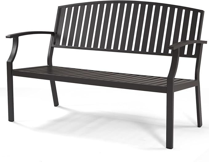 52" Outdoor Bench Weatherproof, Rust-Resistant Aluminum Metal Patio Garden Bench - Image 6