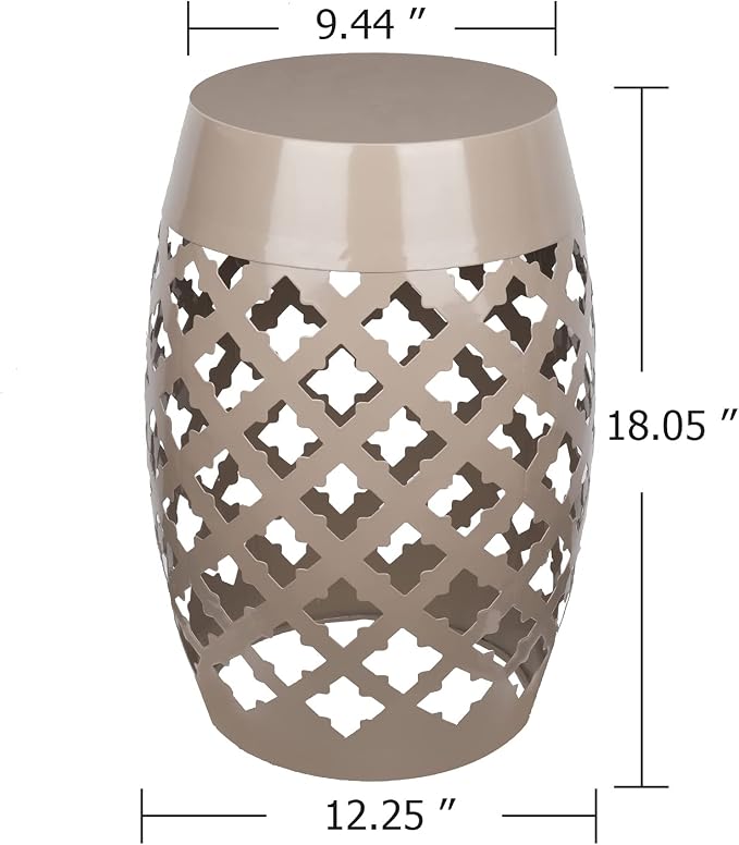 Vipush Outdoor Lace Cut Iron Side Table, Patio Garden Stool Coffee End Table - Image 3