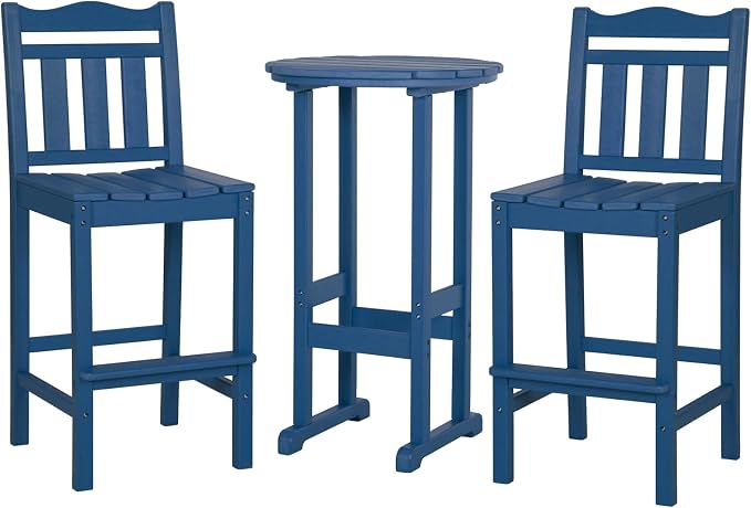 nalone Outdoor Bar Chairs and Table Set, HDPE Balcony Adirondack Chairs and by NALONE