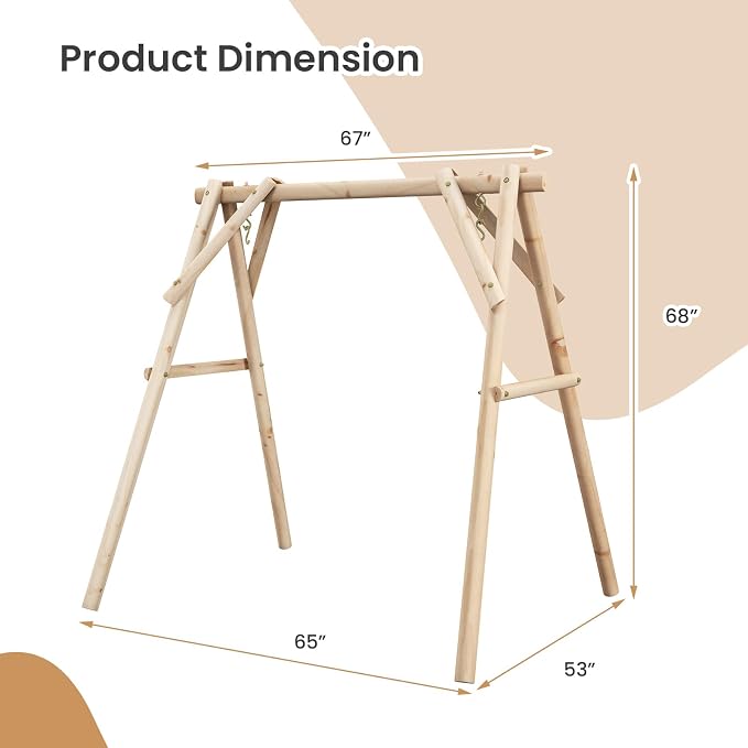 Tangkula 770lbs Porch Swing Frame, Heavy Duty A-Frame Wooden Swing Stand - Image 7