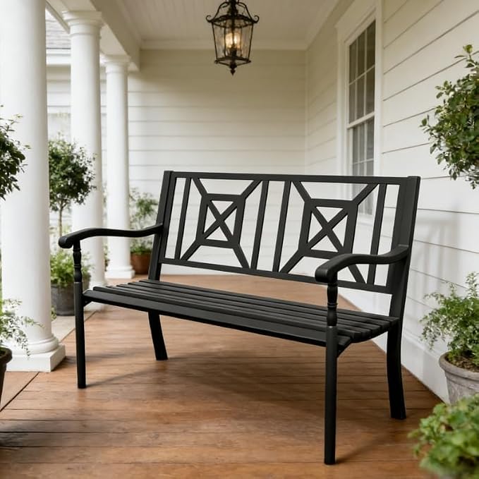 SHGJ&SOFT Outdoor Bench, Garden Bench, Outdoor Metal Frame Patio Park Bench - Image 6