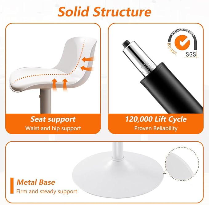Kidol & Shellder Bar Stools Set of 6 Adjustable Counter Height Stools Modern PU - Image 5