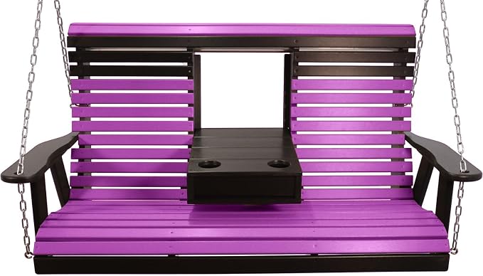 5FT Purple Flip-Cup ROLLBACK Porch Swing Bench, Amish-Made Poly Lumber Wood by Unknown