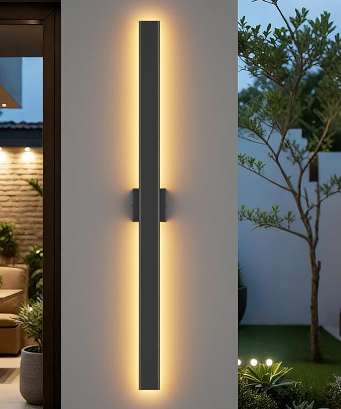 Aipsun Black Outdoor Wall Sconce 3000K 4000K 6000K, 56.3in Modern Exterior - Image 2