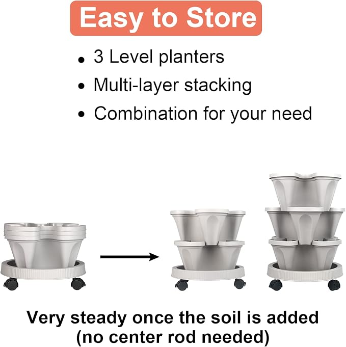 DUNCHATY Stackable Planter, Vertical Garden Planter - Image 6