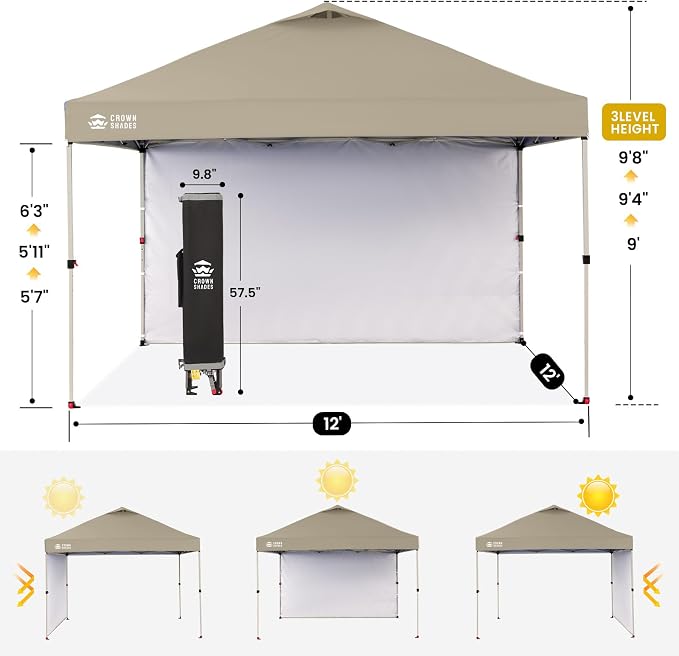 CROWN SHADES 12x12 Pop Up Canopy Tent Instant Commercial - Image 3