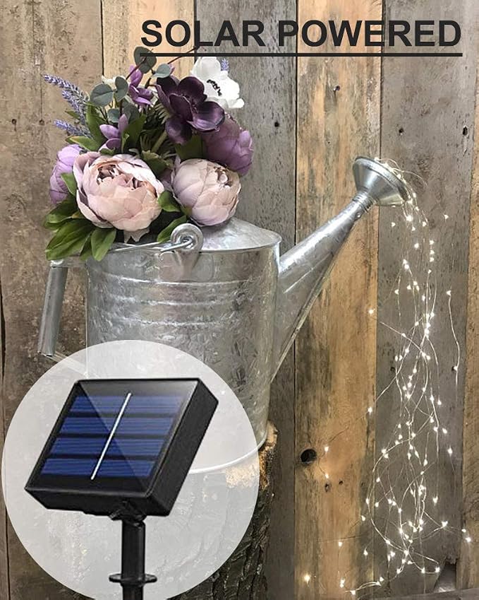 Solar Fairy Lights Outdoor White, Waterproof Solar Powered Waterfall Lights - Image 2