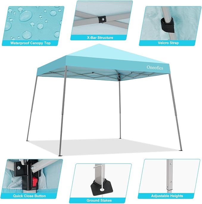 Canopy Tent, 10X10 FT Pop Up Canopy Outdoor Instant Tent Slant Legs - Image 2