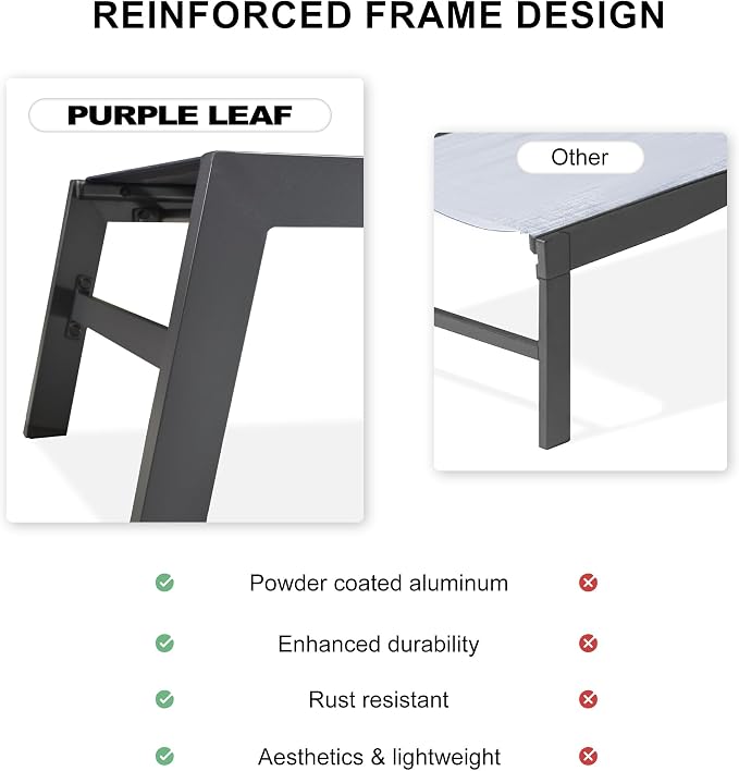 PURPLE LEAF Outdoor Chaise Lounge Set of 2 Aluminum Patio Lounge Chair - Image 7