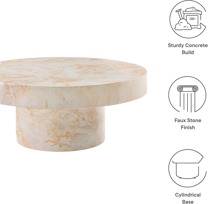 Modway Alora Round Concrete Coffee Table - Image 4