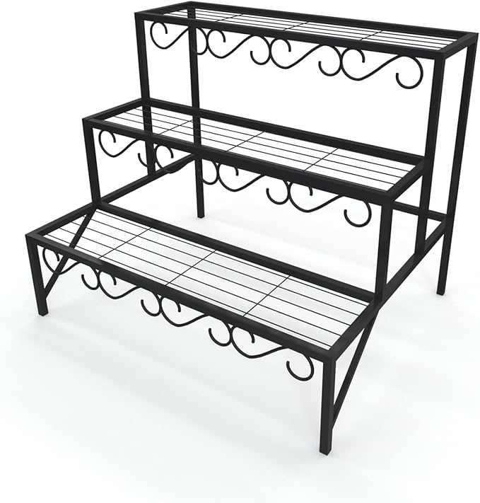 3 Tier Metal Plant Stand Outdoor Indoor, Heavy Duty Flower Pot Holder Display by Garden4you