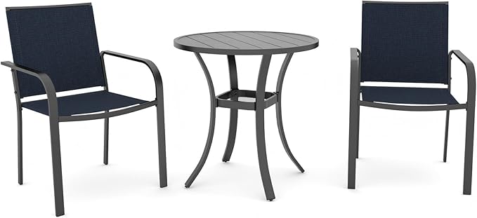 3-Piece Outdoor Dining Set, Small Metal Bistro Table by Anmutig