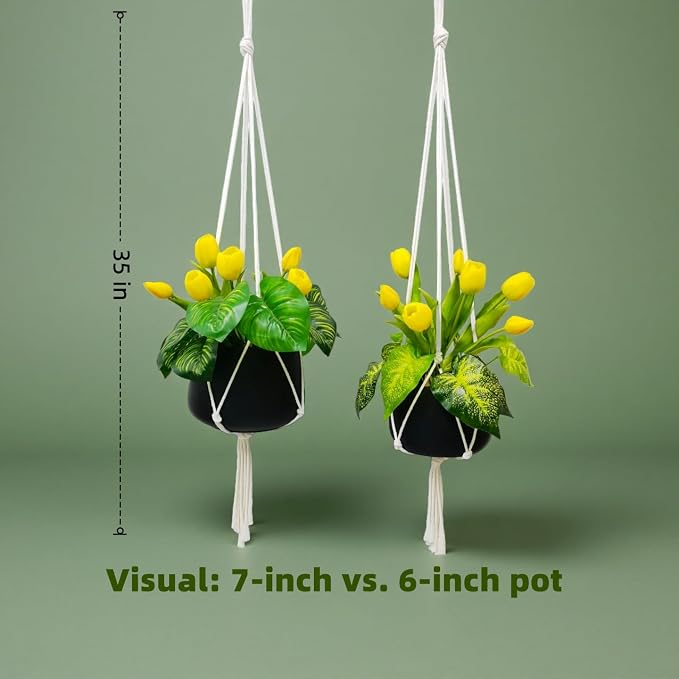 Macrame Plant Hanger 2 Pcs Hanging Planters - Image 3