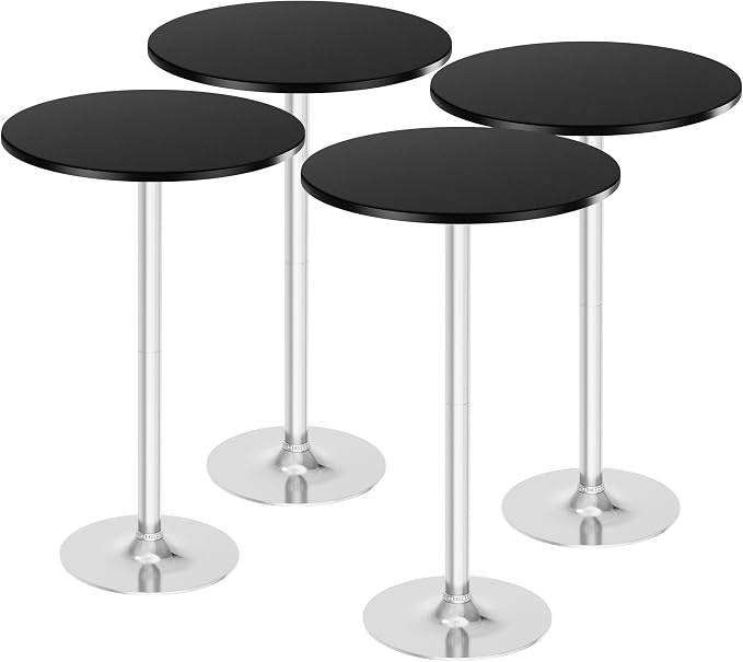 Flamaker Round Bistro Pub Table Modern Style Metal Base MDF Top Cocktail Bar by Flamaker