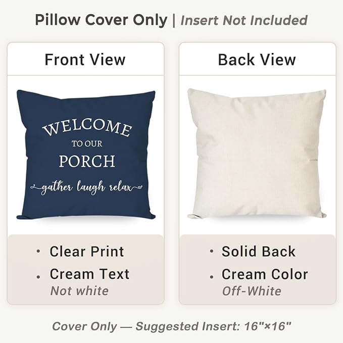 PANDICORN Welcome to Our Porch Stay Awhile Blue Farmhouse Decorative Throw - Image 4
