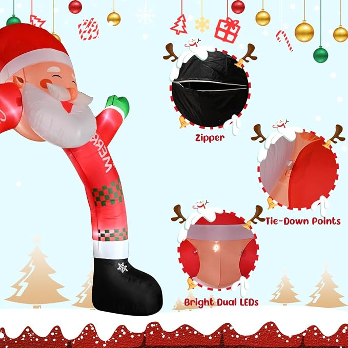 11 FT Christmas Inflatable Archway Decorations, Christmas Inflatable Santa - Image 4