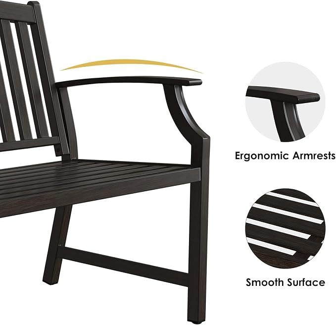 Grand patio 52" Farmhouse Outdoor Bench, Garden Benches - Image 8