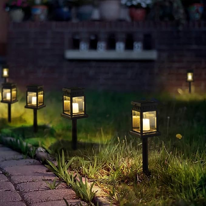 GIGALUMI 8 Pack Solar Hanging Lantern Outdoor, Candle Effect Light - Image 8