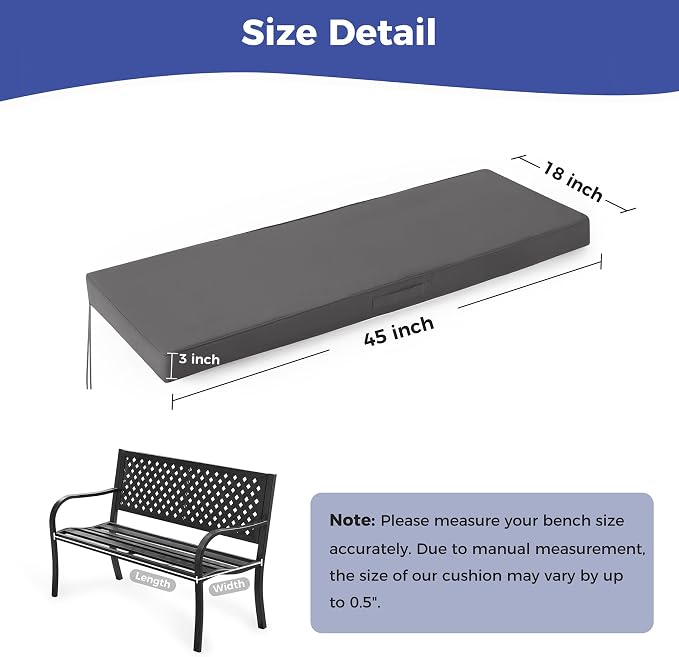 Outdoor Bench Cushions for Outdoor Furniture, Waterproof Bench Pillow, Fade - Image 5