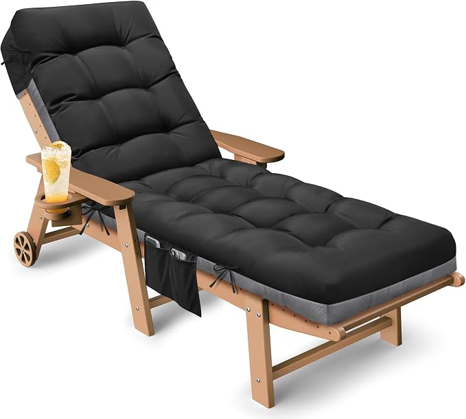 Outdoor Lounge Chair Cushion, Waterproof Replacement Chaise Lounge Cushions by Tycdiose