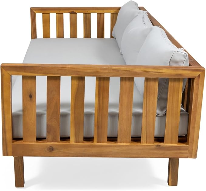 Merax Outdoor Acacia Wood Daybed, 3 Seater Day Bed Couch Sofa - Image 7
