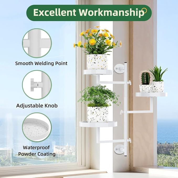 Plant Holder Indoor Rotating Window Plants Shelves Metal Wall Plant Stand 3 - Image 5