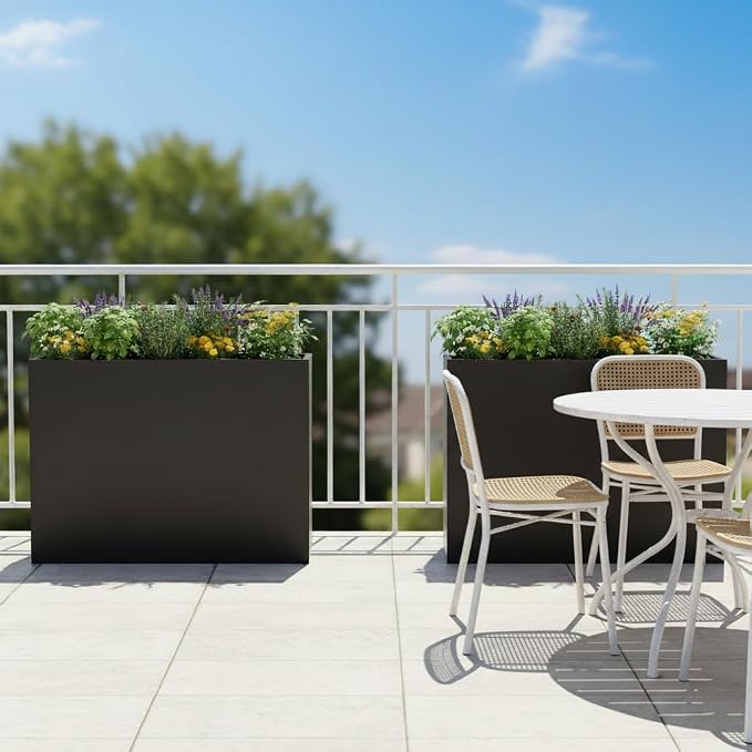 Tall Metal Planter for Outdoor Plants, Large Rectangular Planter - Image 6