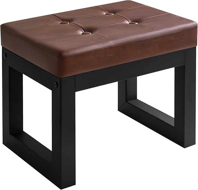 IBUYKE 16 Inch Small Foot Stool Ottoman, Rectangle PU Faux Leather Foot Rest by IBUYKE